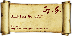 Sziklay Gergő névjegykártya